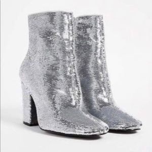 Silver sequined boots